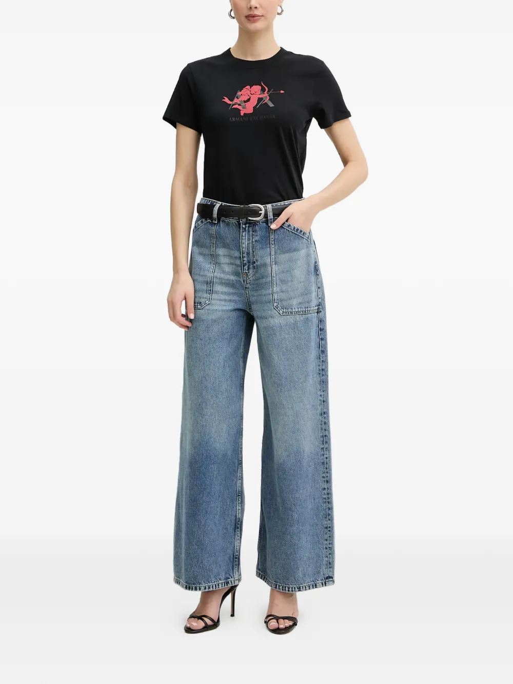 Armani Exchange T-shirt met print Zwart