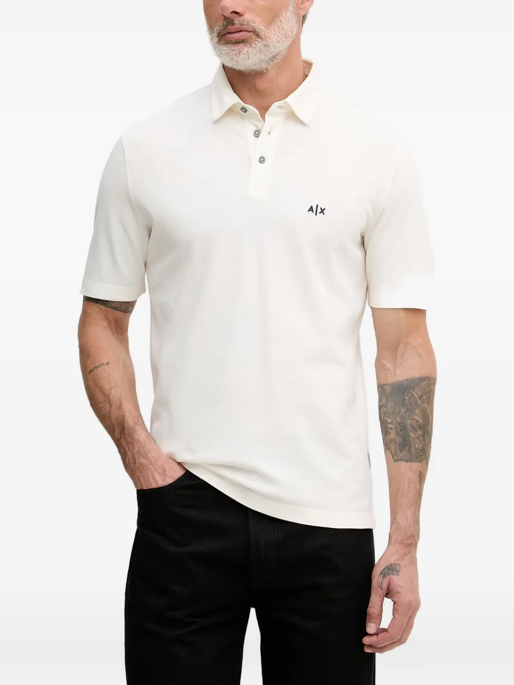Armani Exchange logo-embroidered piqué polo shirt