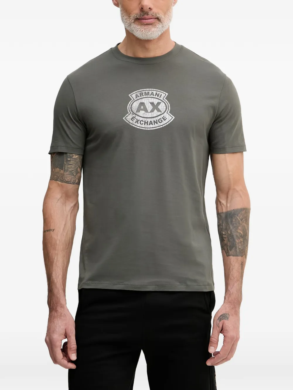 Armani Exchange T-shirt met logoprint met ronde hals Groen