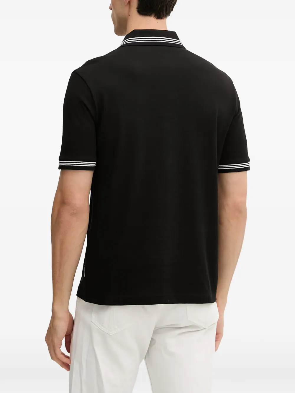 Armani Exchange Poloshirt met gestreepte afwerking en logo Zwart