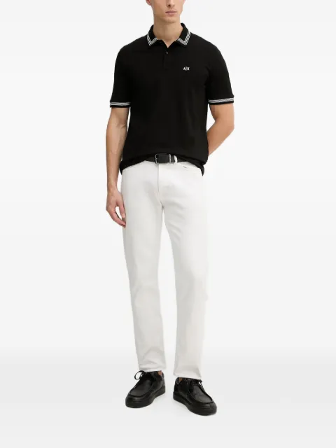 Armani Exchange striped-trim logo-print polo shirt
