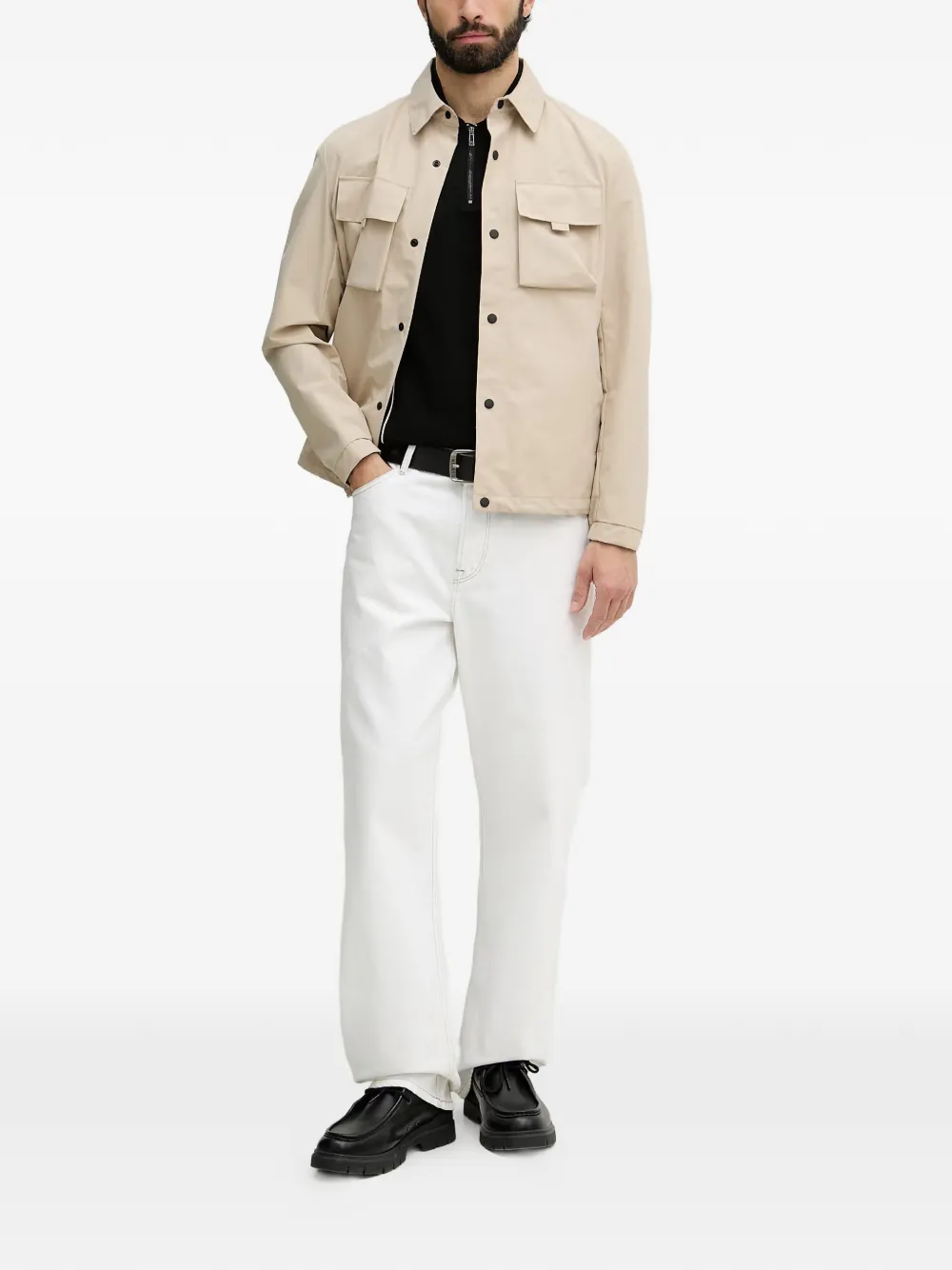 Armani Exchange Polo a righe con zip - Nero