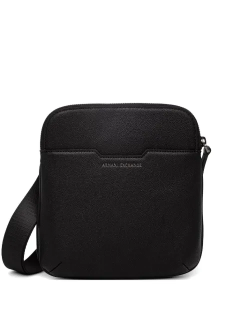 Armani Exchange logo-print pebbled messenger bag