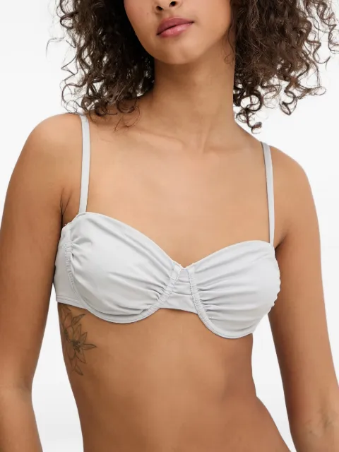Armani Exchange top de bikini fruncido con aros