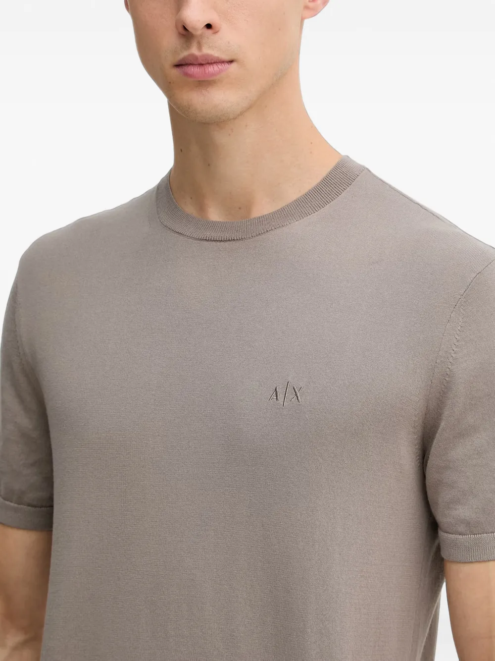 Armani Exchange T-shirt met geborduurd logo Beige