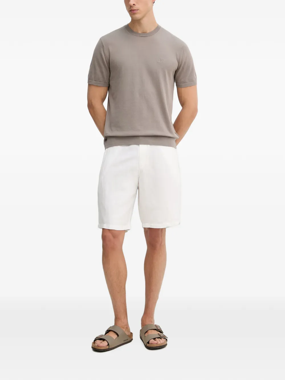 Armani Exchange T-shirt met geborduurd logo Beige