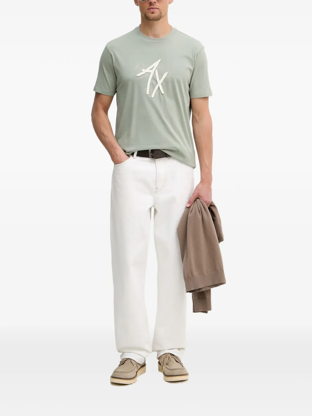Armani Exchange T-shirt met logoprint en applicatie Groen