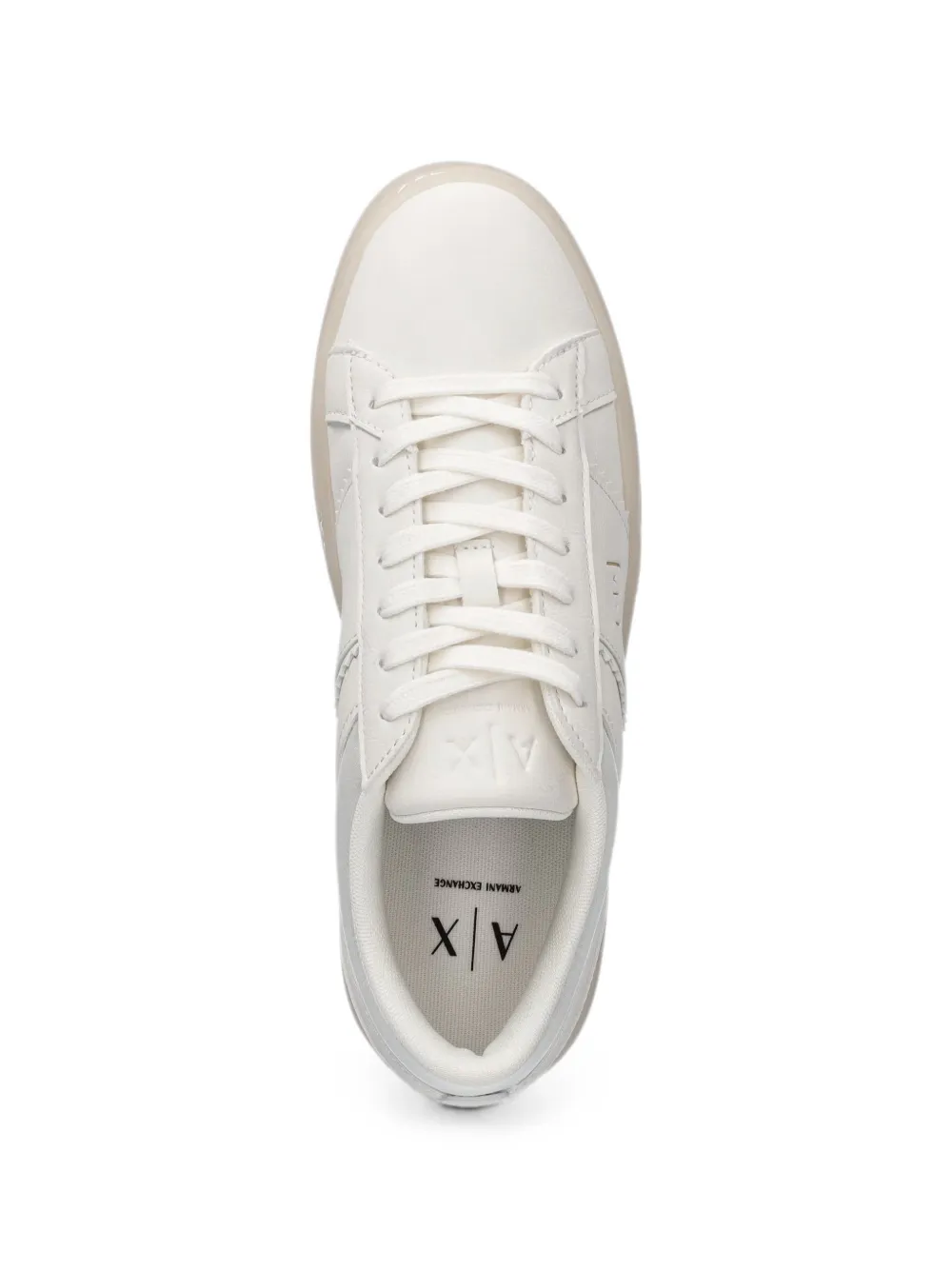 Armani Exchange logo-plaque zigzag-stitch sneakers Wit