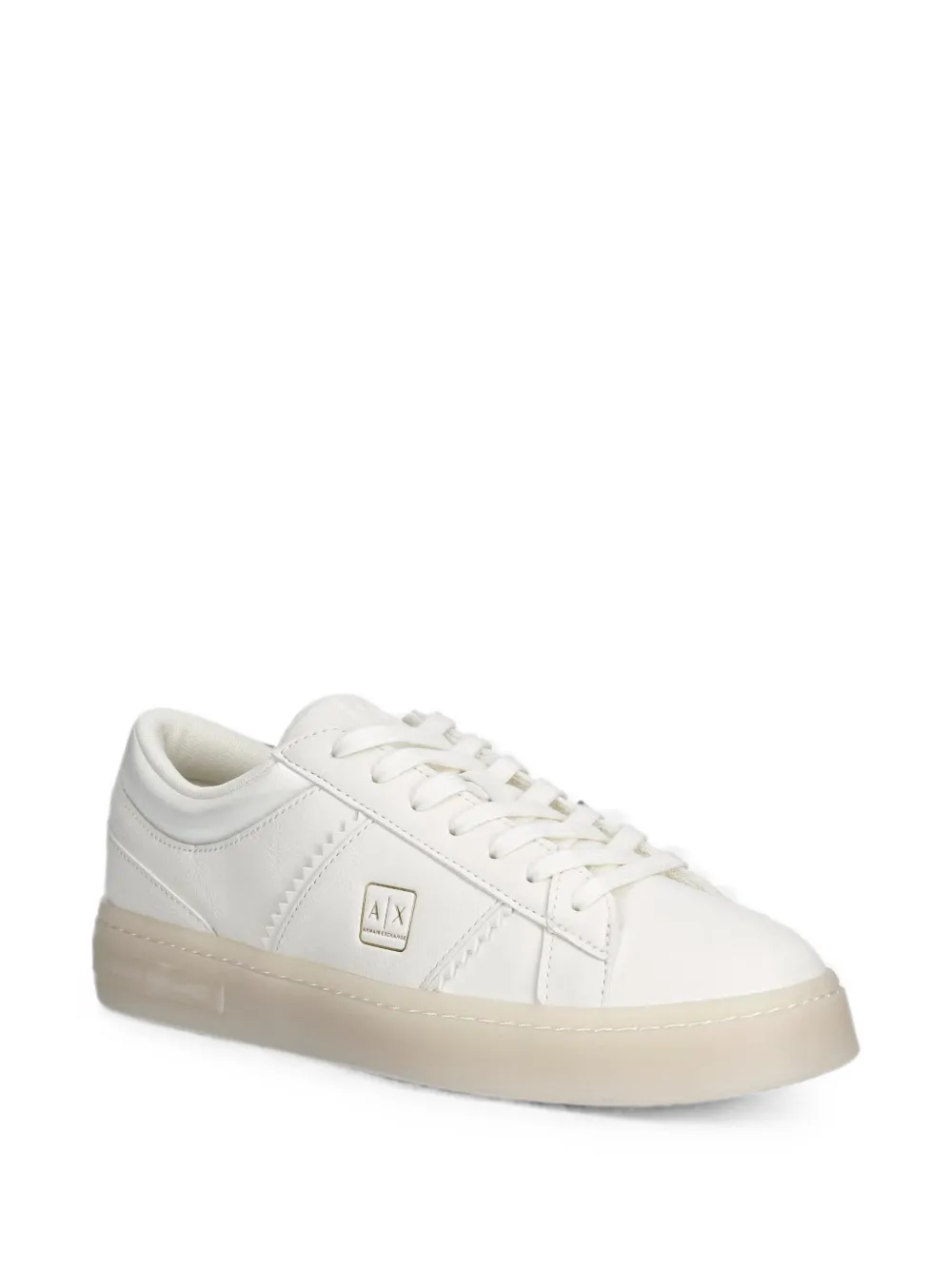 Armani Exchange logo-plaque zigzag-stitch sneakers Wit