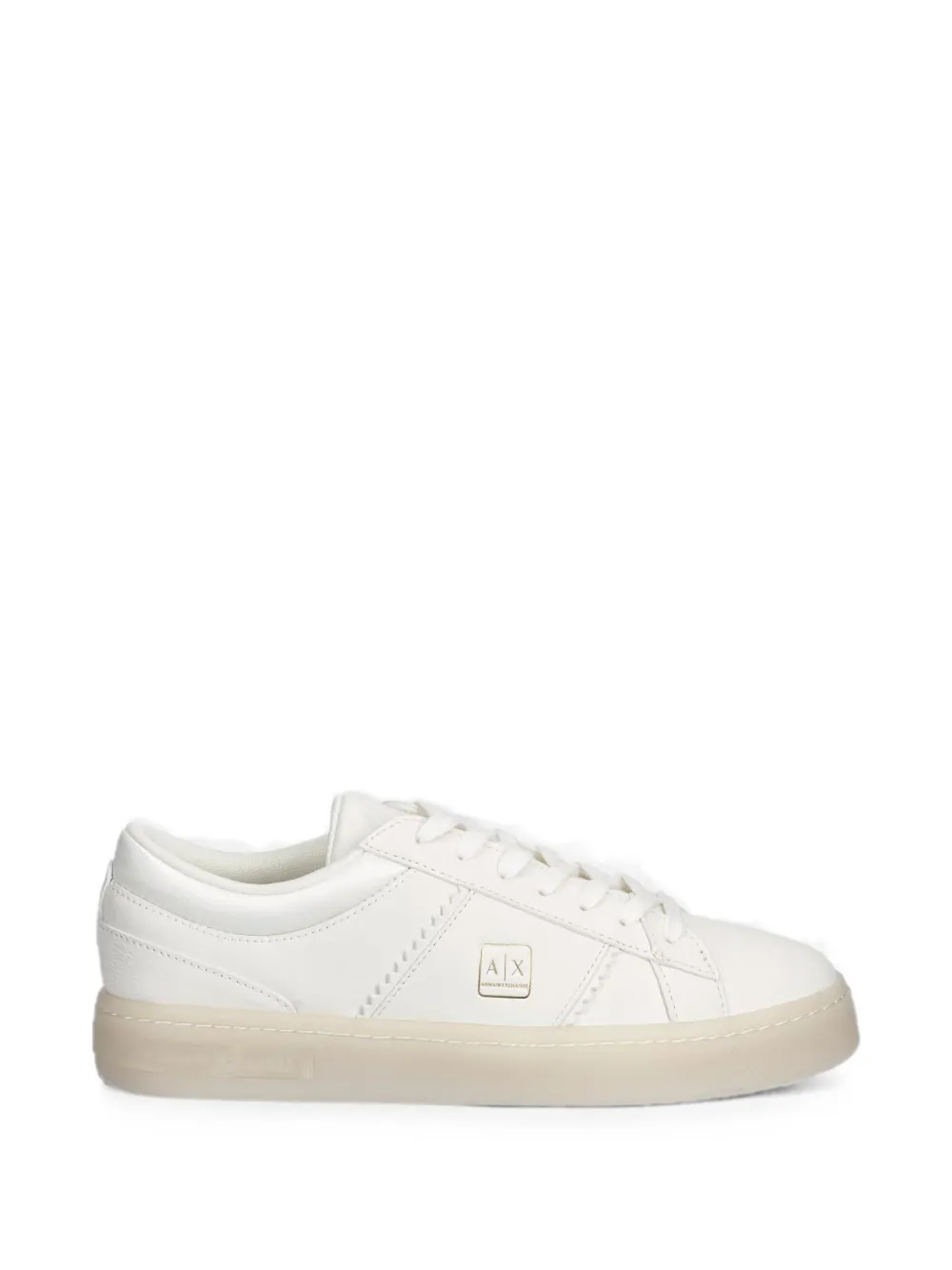 Armani Exchange logo-plaque zigzag-stitch sneakers Wit