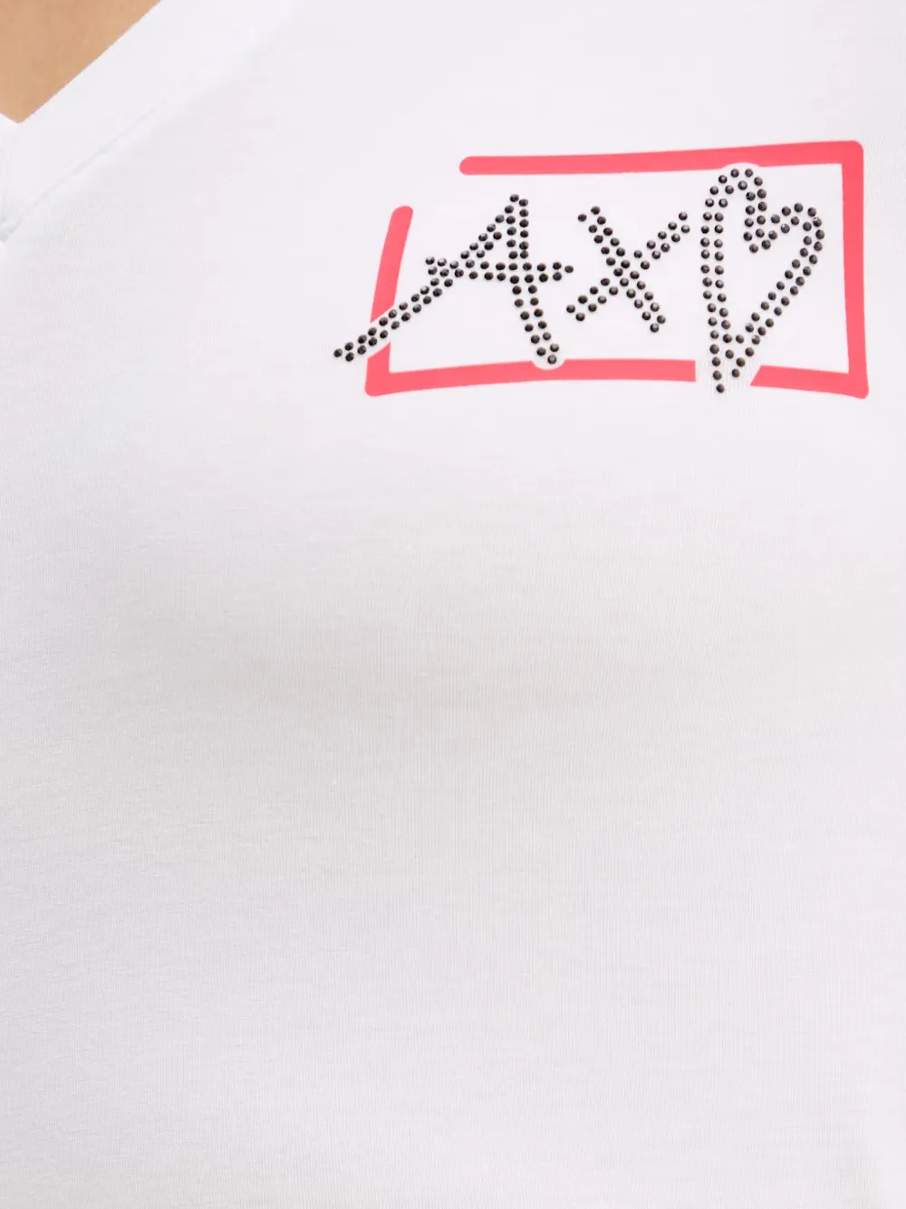 Armani Exchange Verfraaid T-shirt met V-hals Wit
