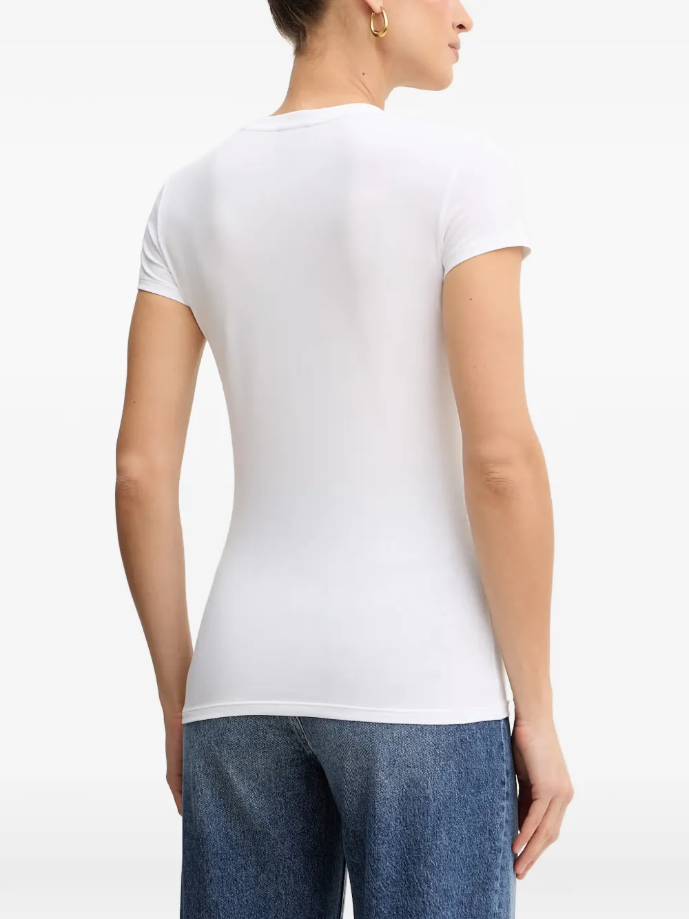 Armani Exchange Verfraaid T-shirt met V-hals Wit
