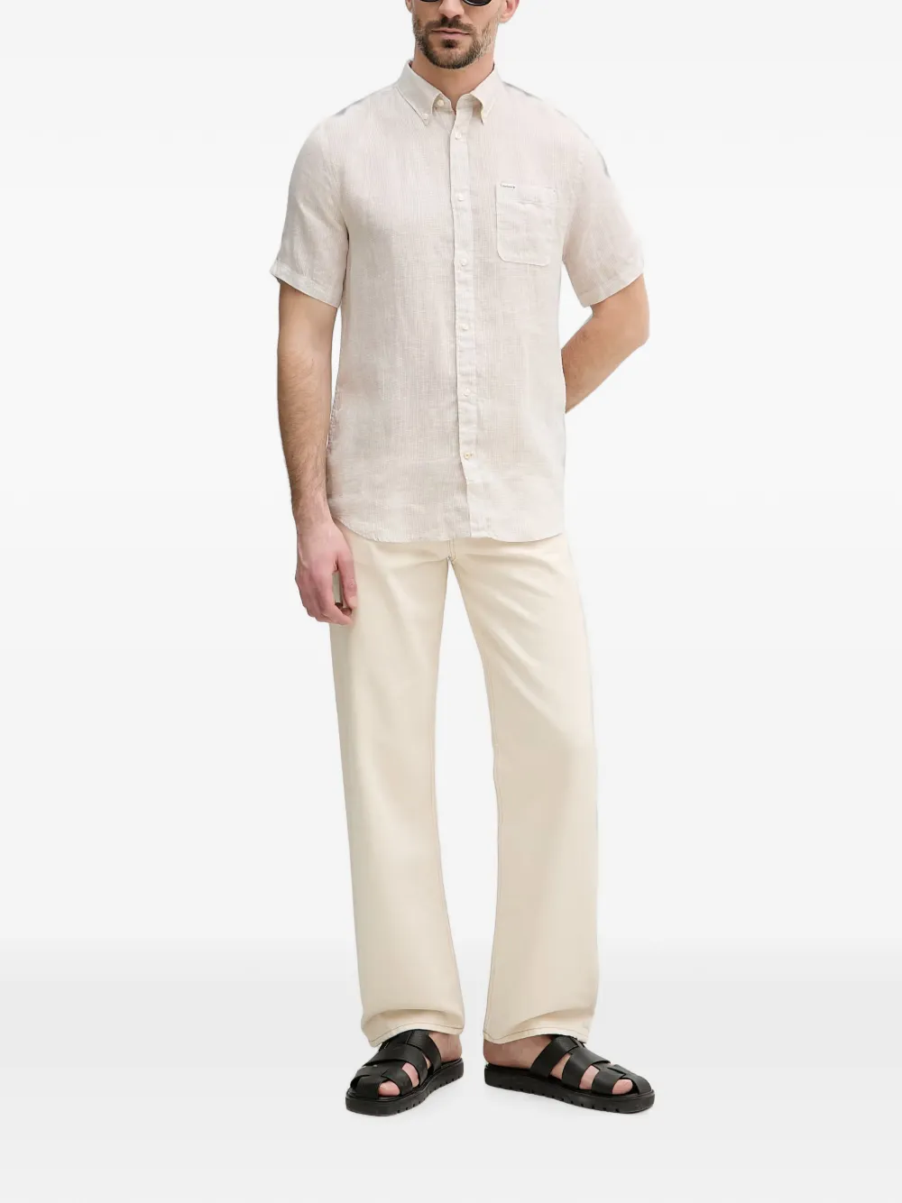 Barbour Linton overhemd met korte mouwen Beige