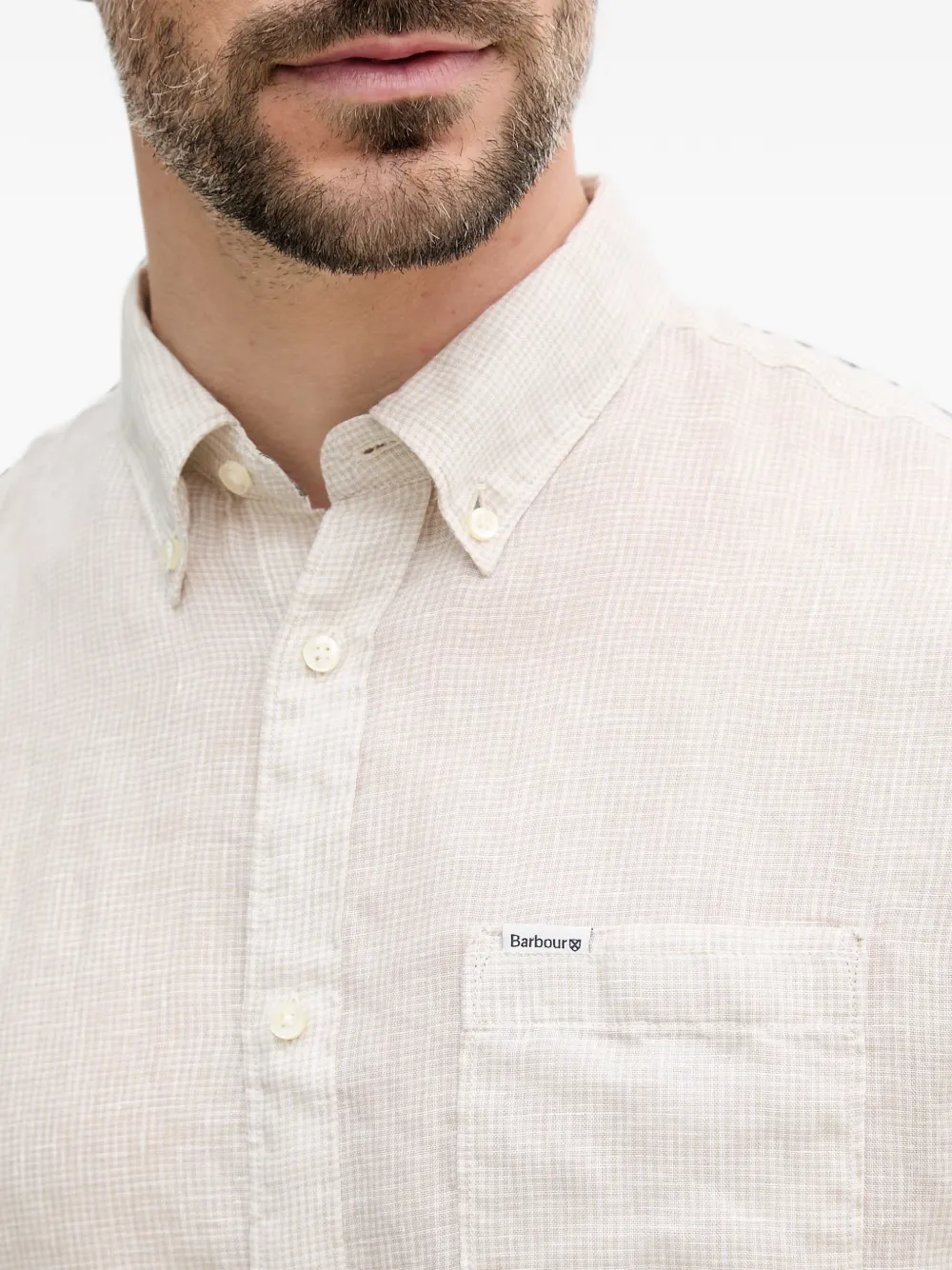 Barbour Linton overhemd met korte mouwen Beige