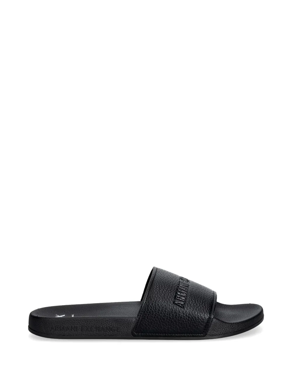 Armani Exchange logo-embossed grained slides - Schwarz