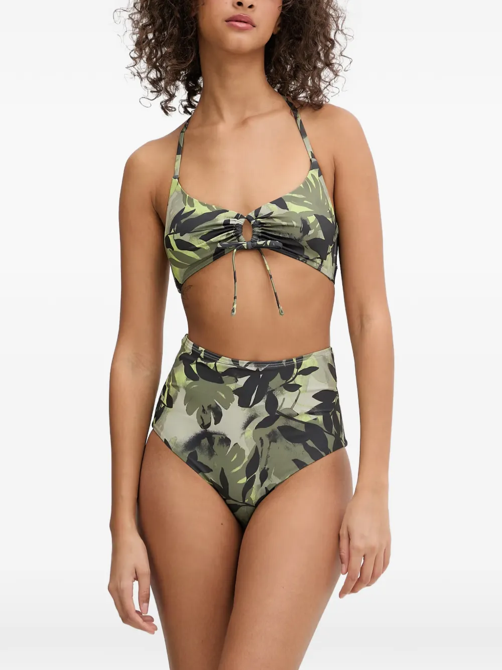 Armani Exchange High waist bikini Groen