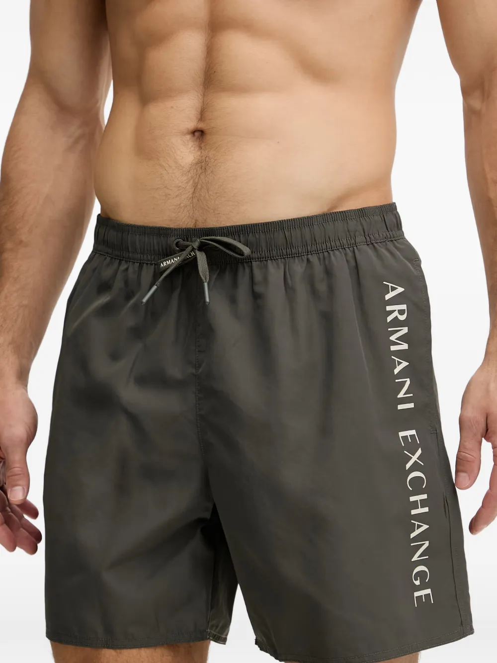 Armani Exchange Zwembroek met logoprint en trekkoord Grijs