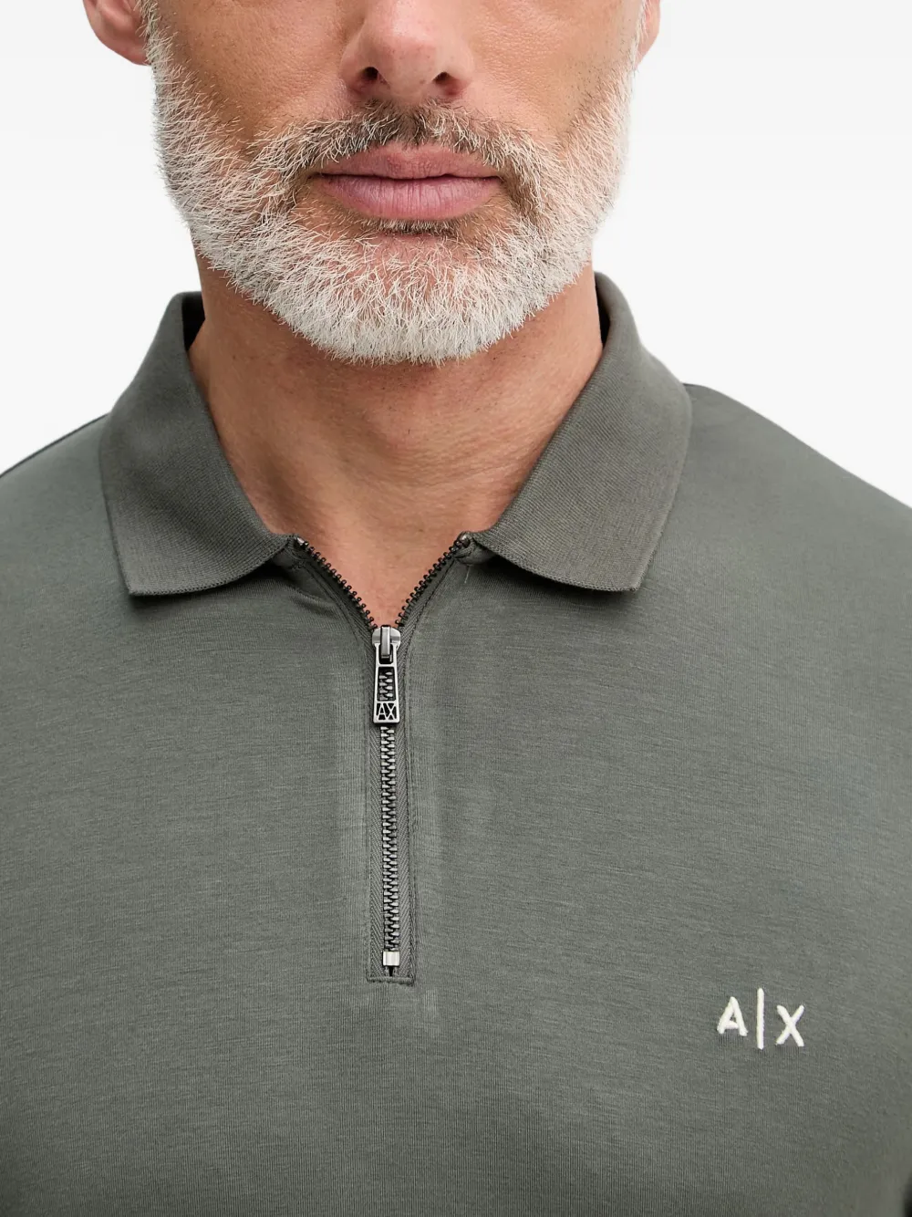 Armani Exchange Poloshirt met geborduurd logo en ritssluiting Groen