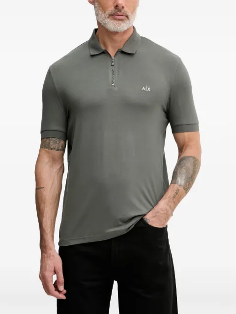 Armani Exchange logo-embroidered zip-fastening polo shirt