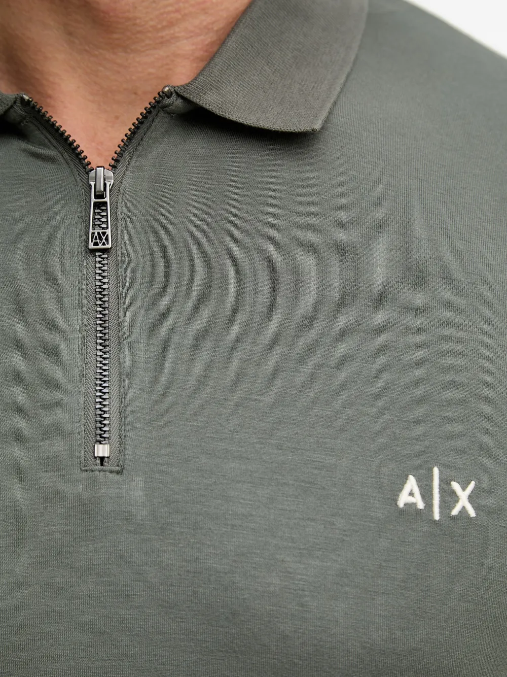 Armani Exchange Poloshirt met geborduurd logo en ritssluiting Groen