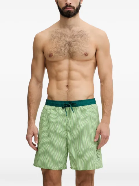 Armani Exchange stripe-print drawstring-waist swim shorts