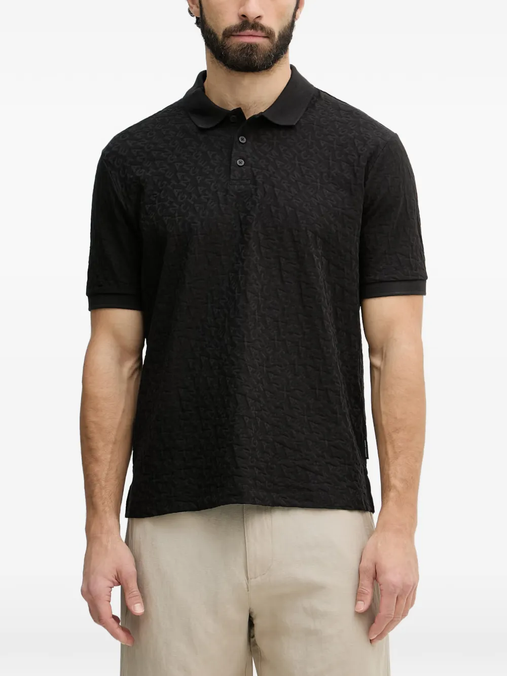 Armani Exchange logo-jacquard polo shirt - Nero
