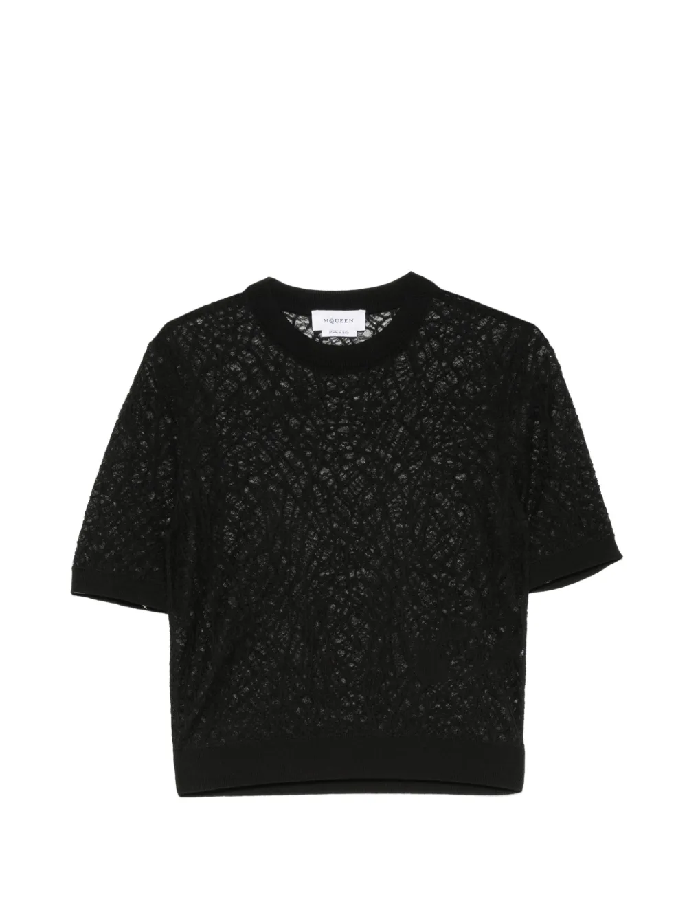 Alexander McQueen lace-knit short-sleeve top - Schwarz