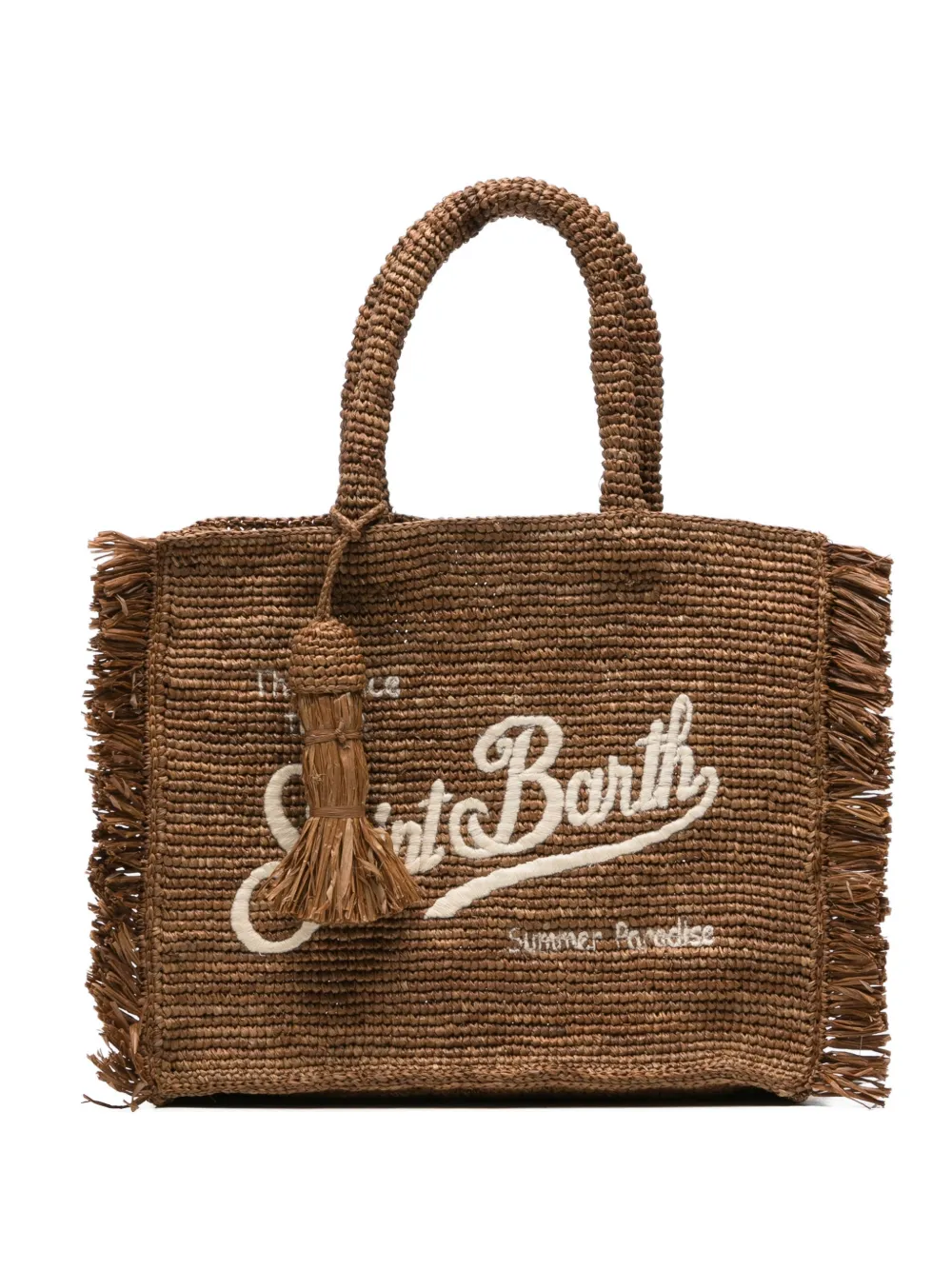 MC2 Saint Barth Colette raffia shopper met franje Bruin