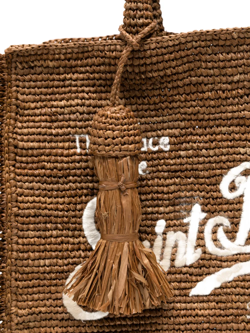 MC2 Saint Barth Colette raffia shopper met franje Bruin