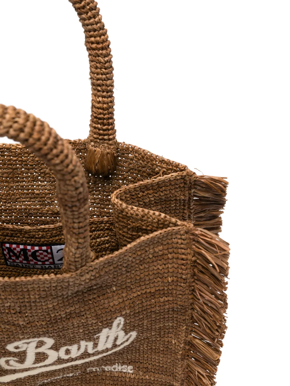 MC2 Saint Barth Colette raffia shopper met franje Bruin