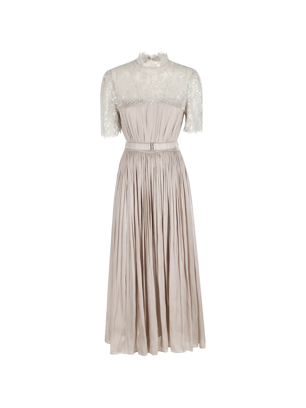 NISSA lace-panelled sequin-embellished midi dress - Neutrals