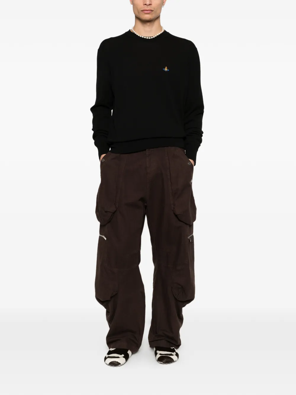 Vivienne Westwood Trui met geborduurd Orb-logo Zwart