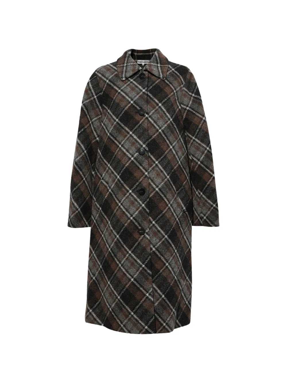 TRINITESTUDIO plaid-pattern coat - Marrone