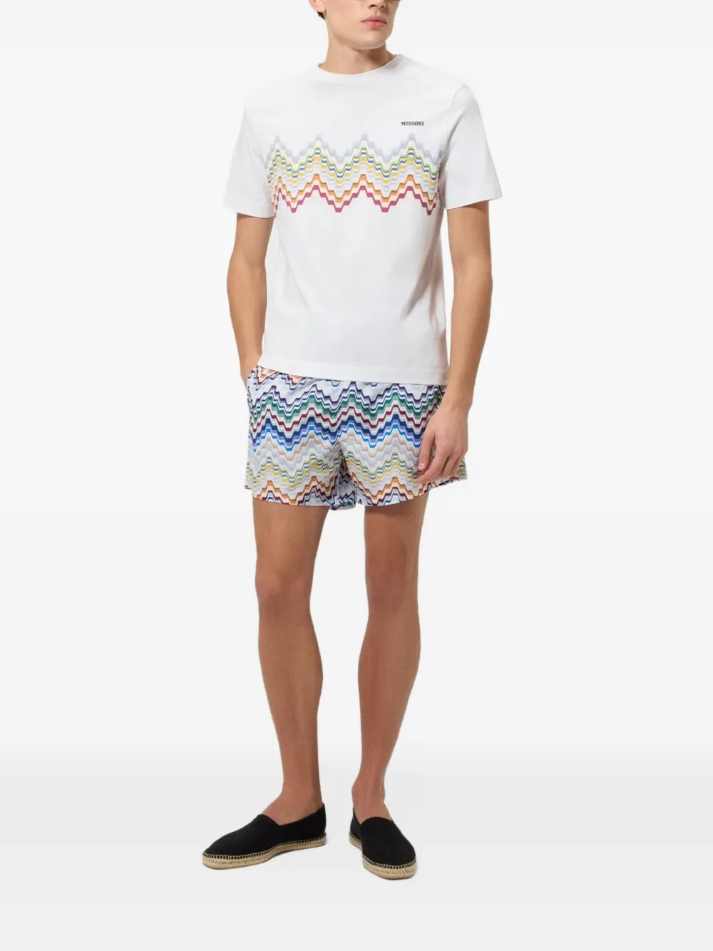 Missoni cotton crewneck T-shirt with logo lettering in White