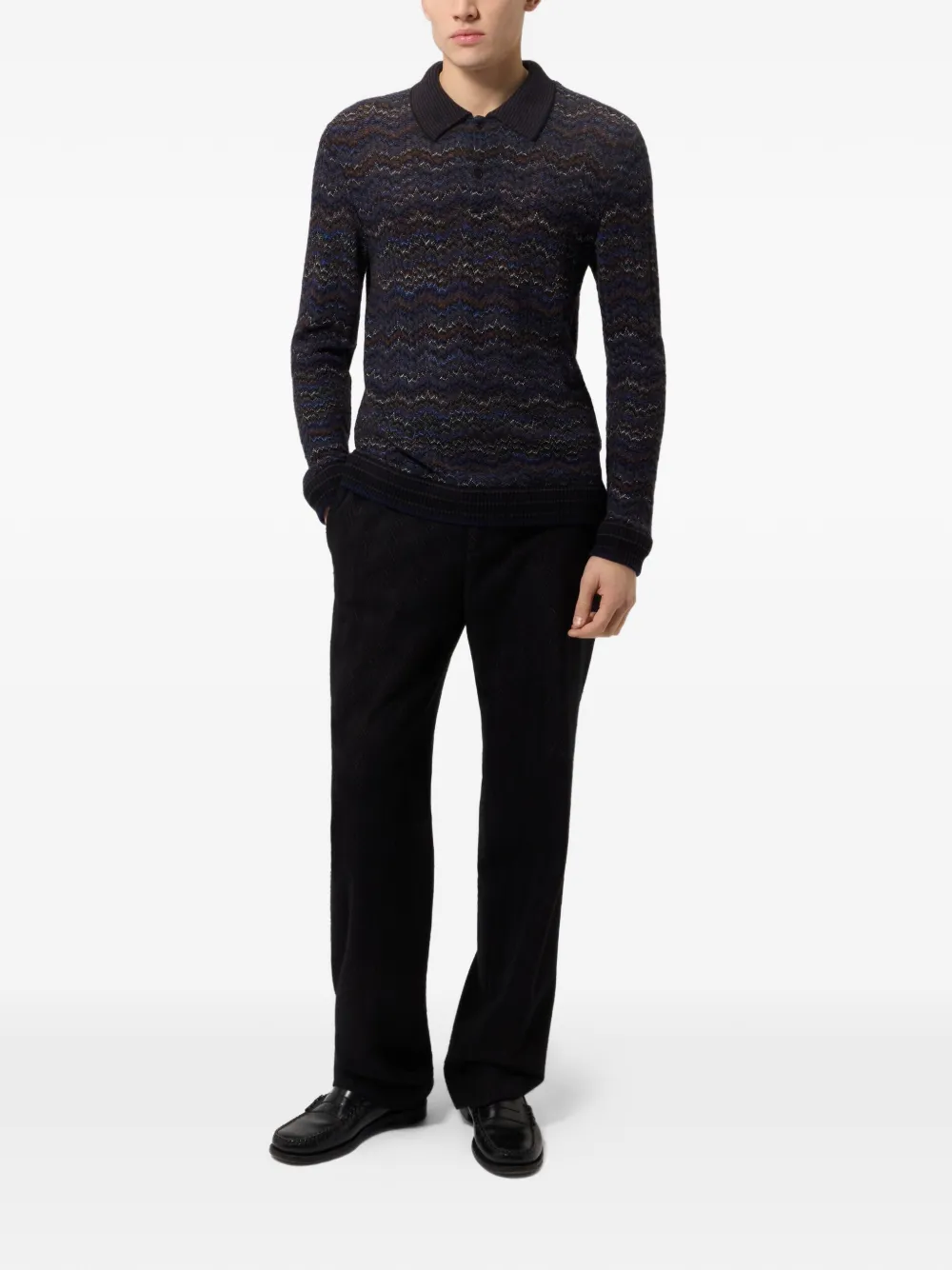 Missoni Kasjmier en viscose poloshirt met lange mouwen Blauw