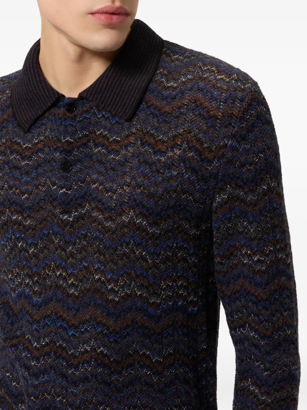 Missoni Kasjmier en viscose poloshirt met lange mouwen Blauw