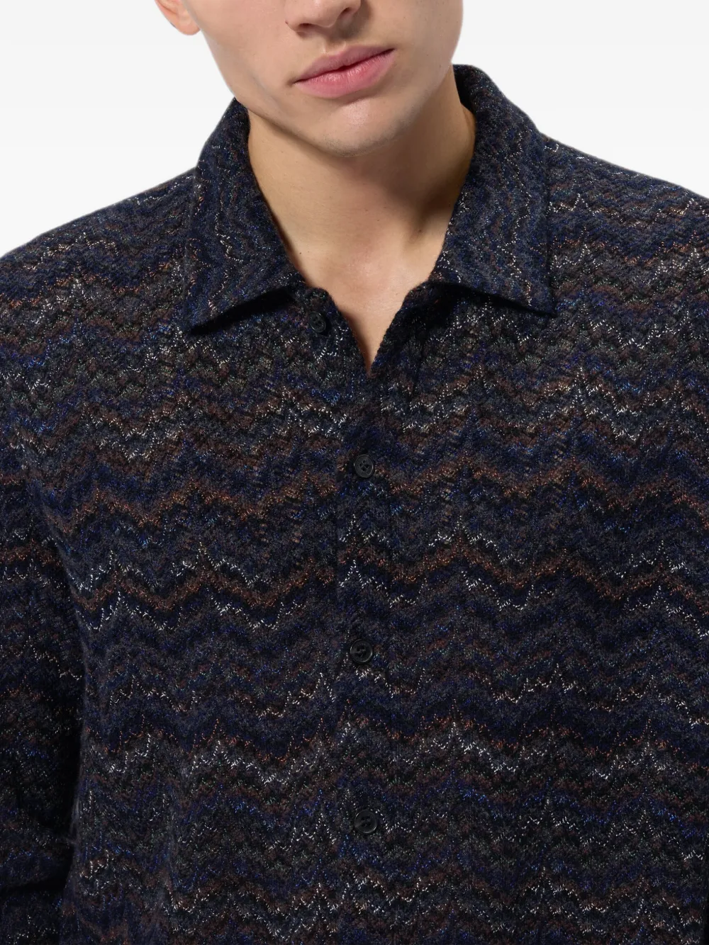Missoni Gebreid overhemd van kasjmier en viscose Blauw