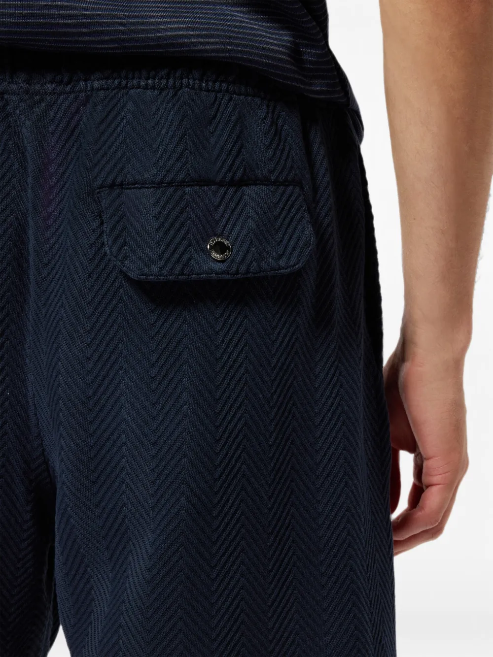 Missoni Tone-on-tone Chevron Cotton and Viscose Bermuda Shorts in Blue, view 3