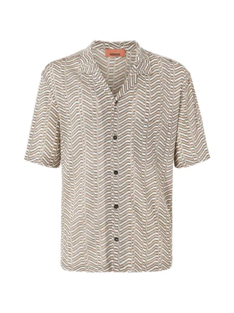 Missoni viscose knit bowling shirt with Greek key motif