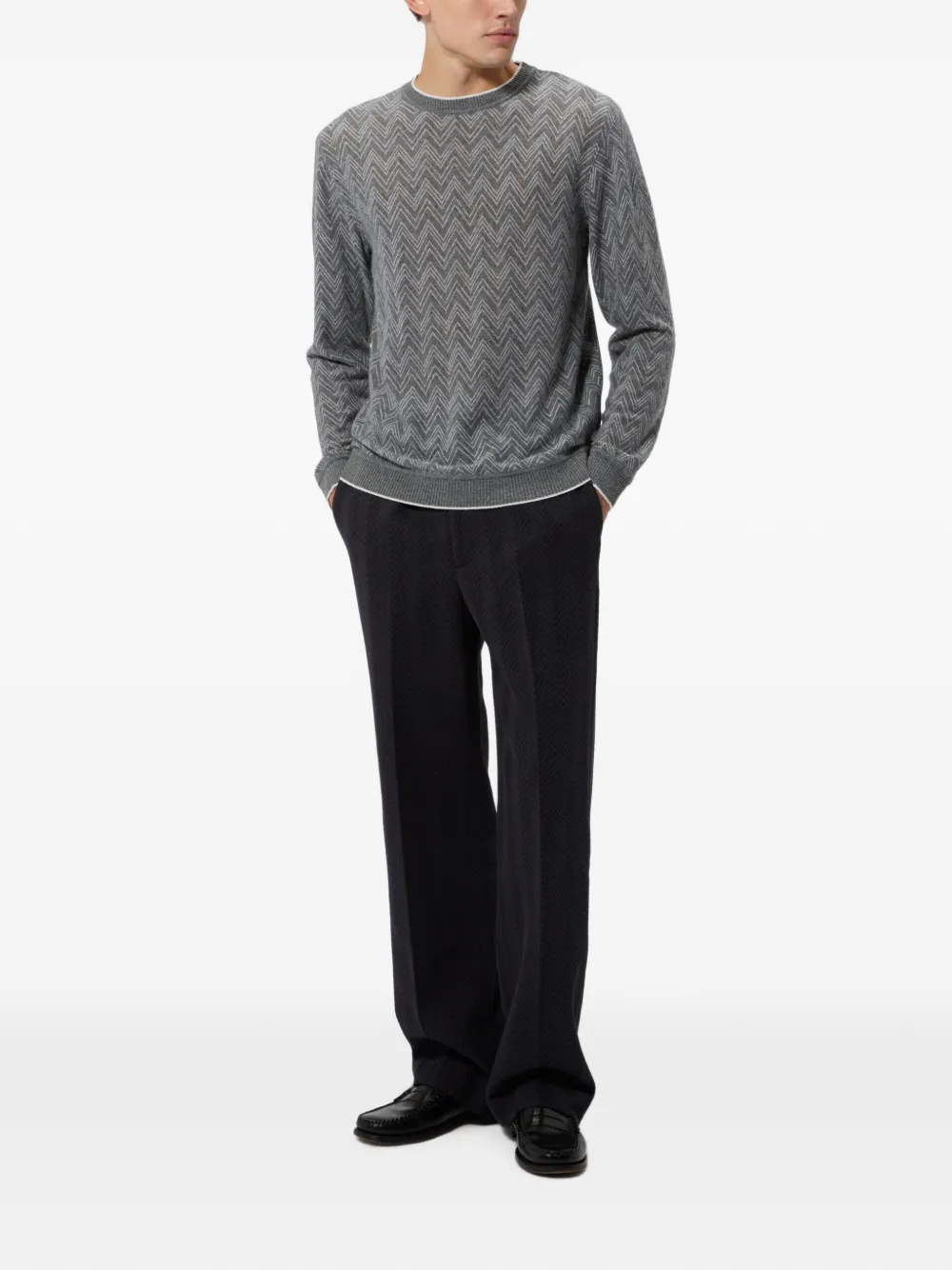 Missoni Kasjmier trui met zigzag-patroon en lange mouwen Grijs