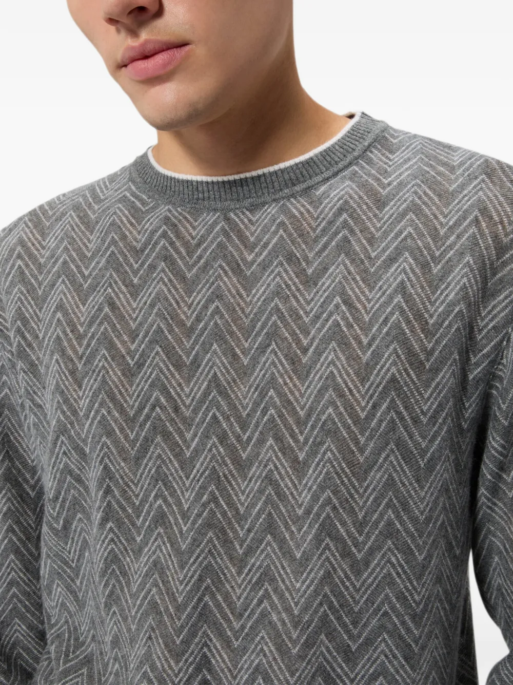 Missoni Kasjmier trui met zigzag-patroon en lange mouwen Grijs