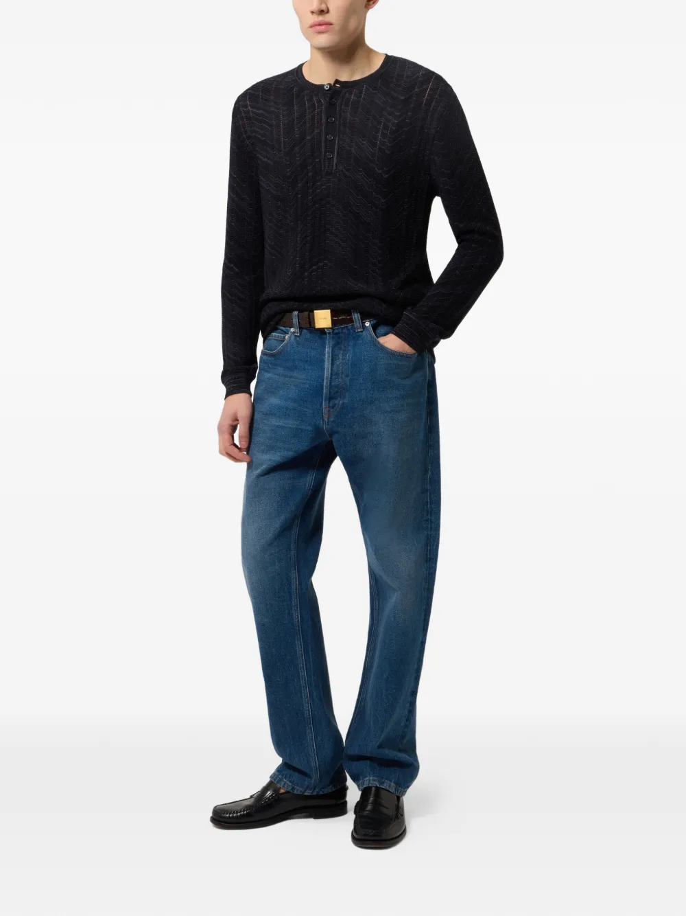 Missoni Henley overhemd met lange mouwen Blauw