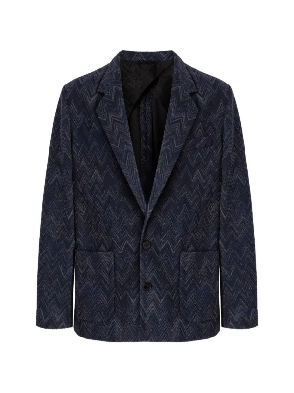 Missoni Zigzag Knitted Jacket in Blue