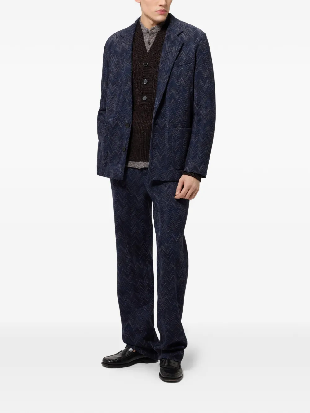 Missoni Zigzag Knitted Jacket in Blue, view 2