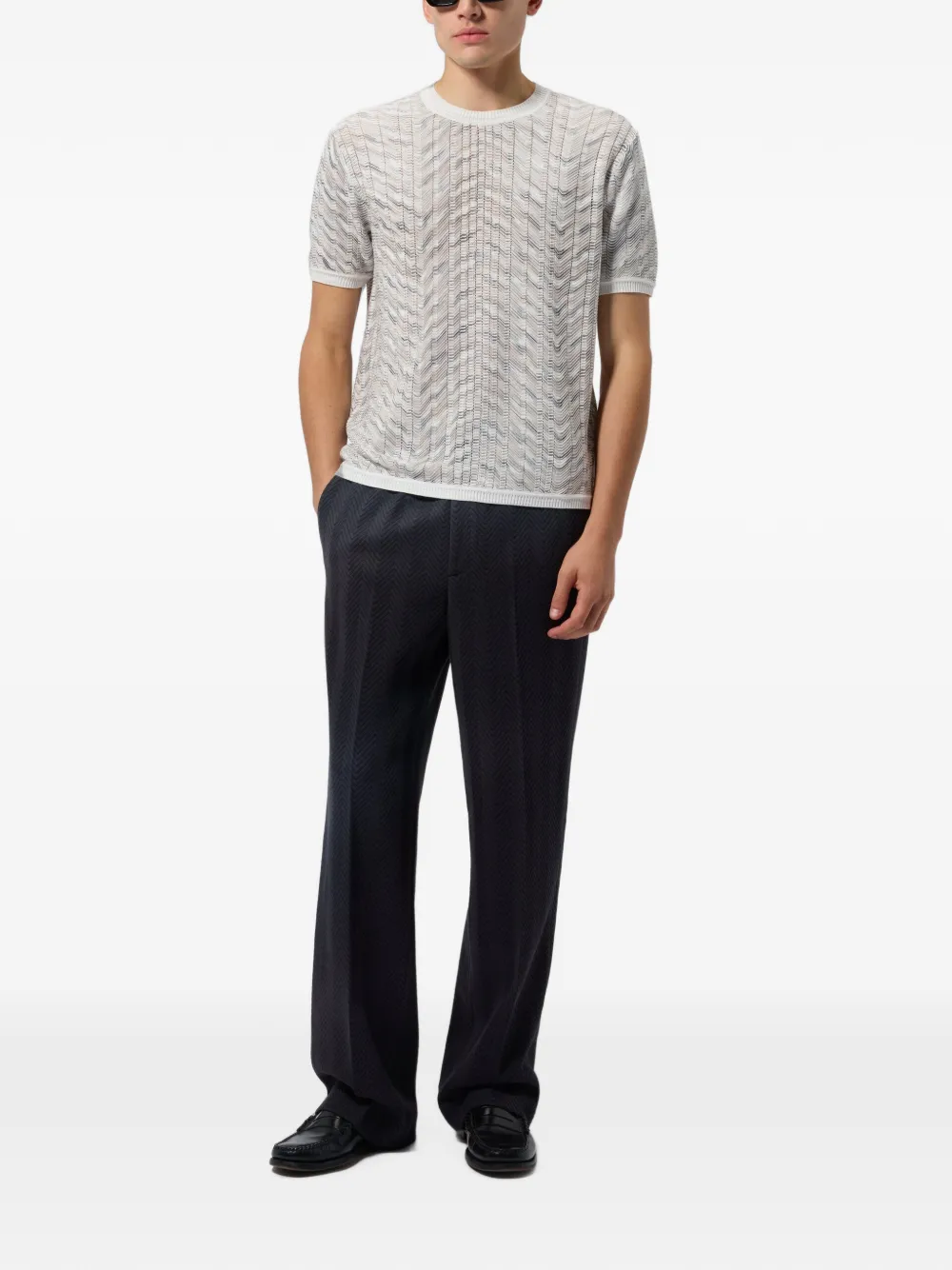 Missoni openwork cotton and viscose knit T-shirt Wit