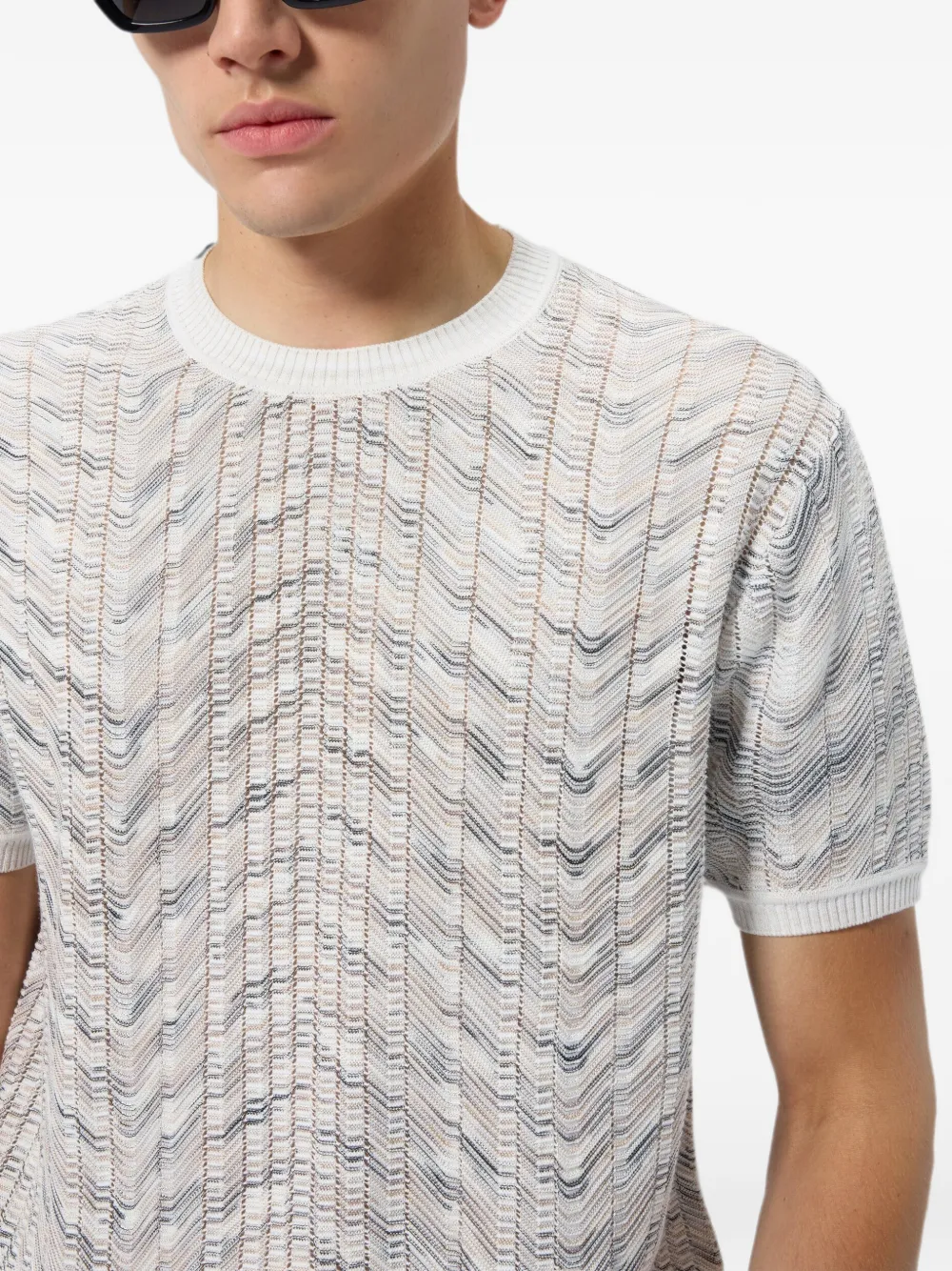 Missoni openwork cotton and viscose knit T-shirt Wit