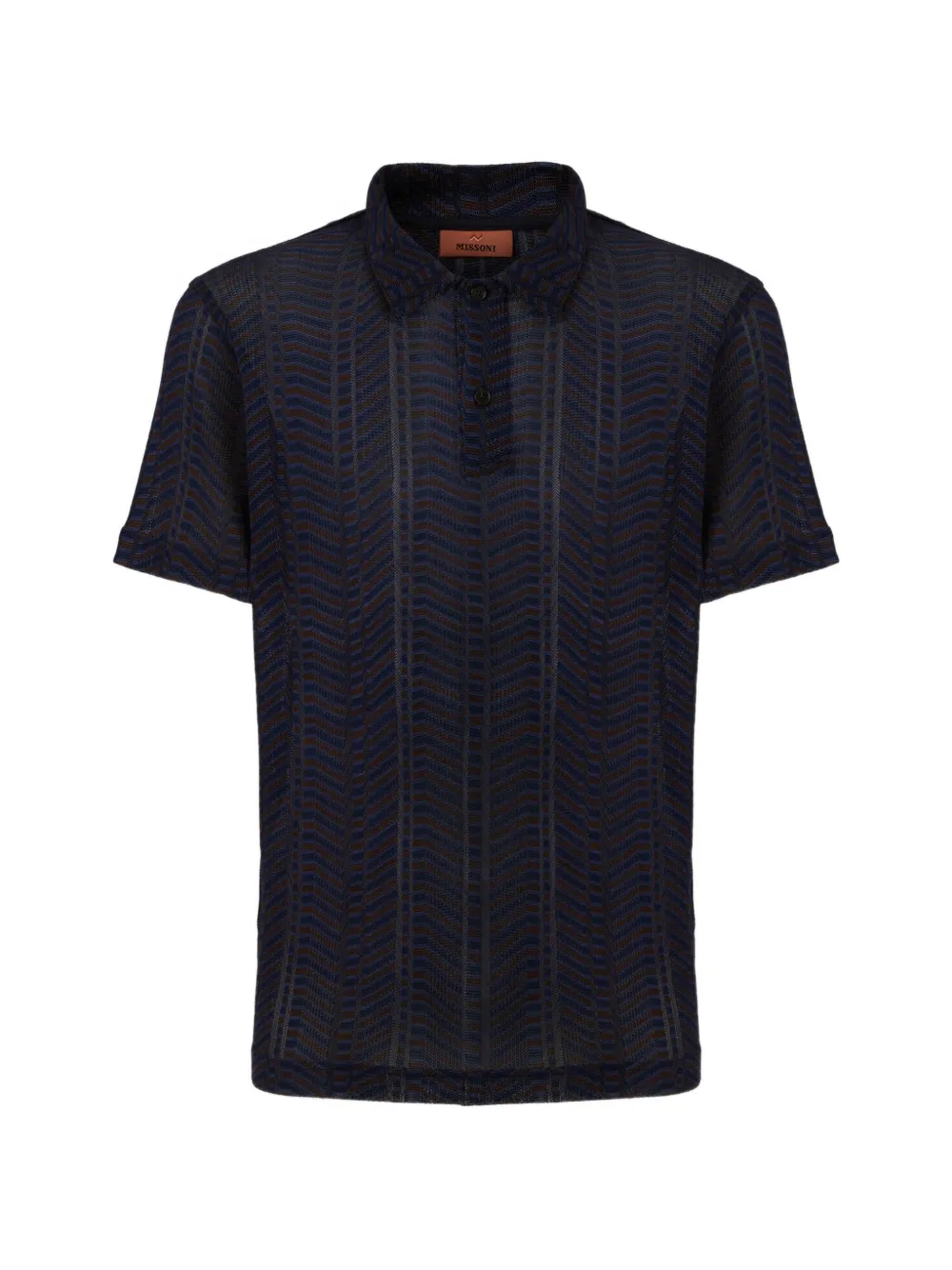 Missoni Poloshirt aus Viskose und Baumwolle mit griechischem Schlüsselmotiv - Blau