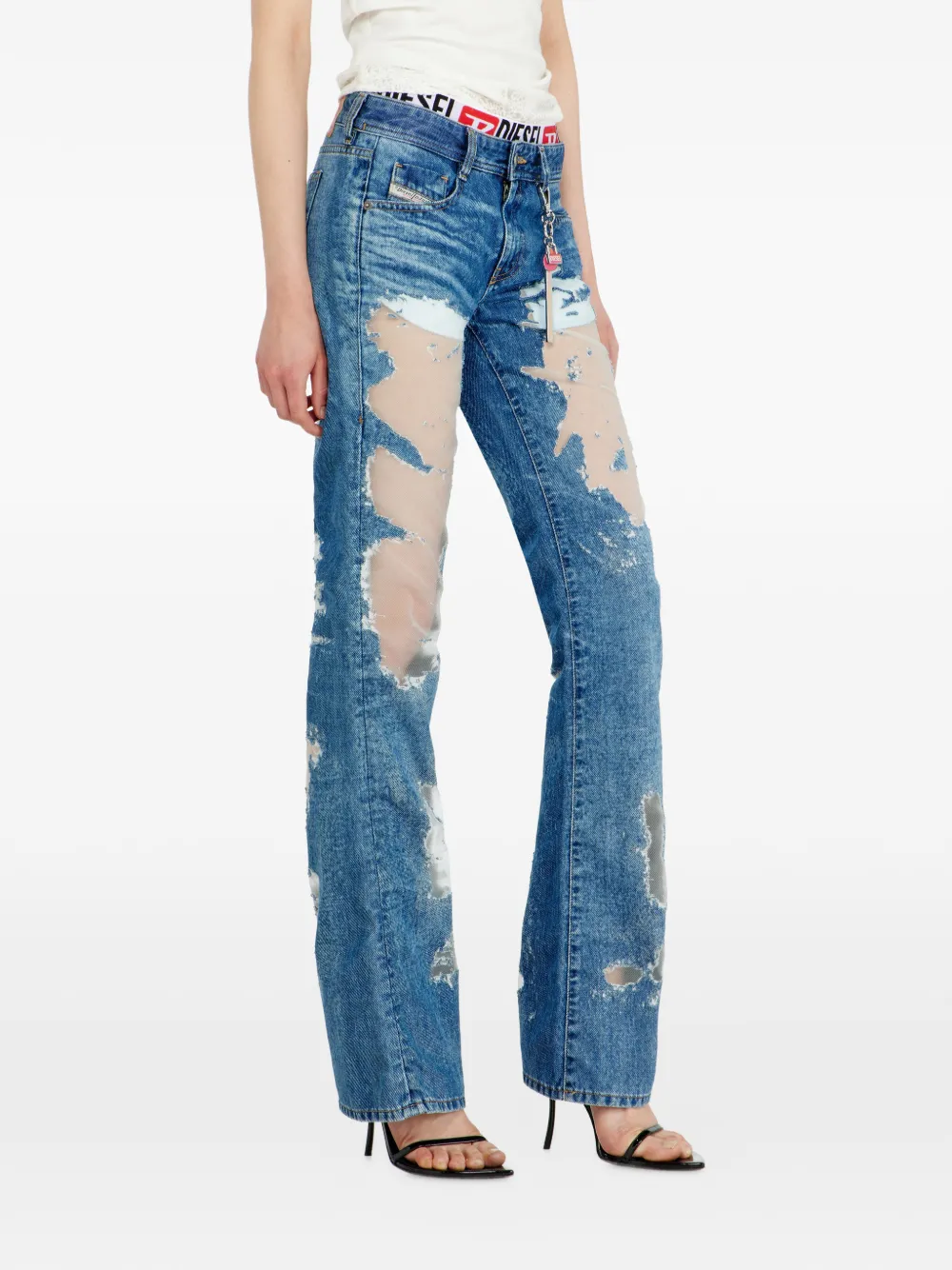 Diesel x Tinder bootcut jeans low-waist 1969 D-Ebbey Blauw