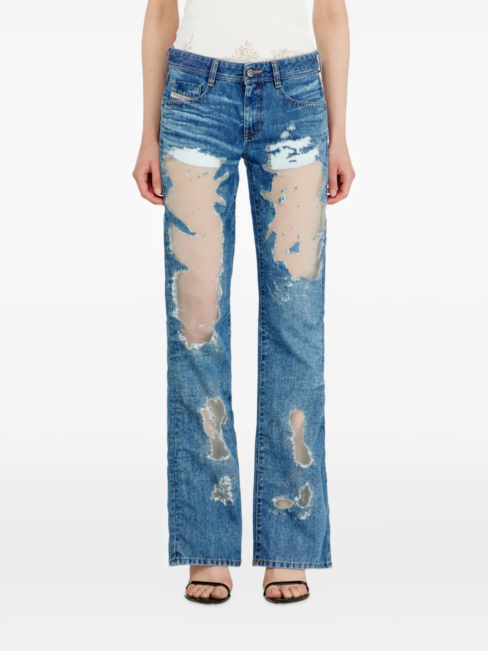 Diesel x Tinder bootcut jeans low-waist 1969 D-Ebbey Blauw
