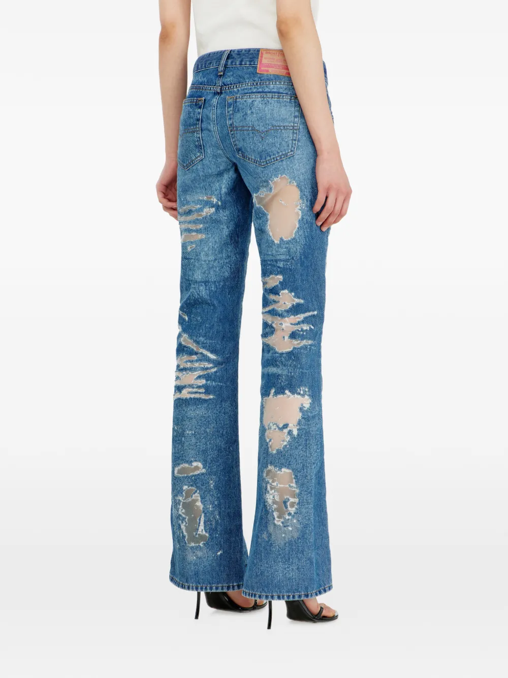 Diesel x Tinder bootcut jeans low-waist 1969 D-Ebbey Blauw